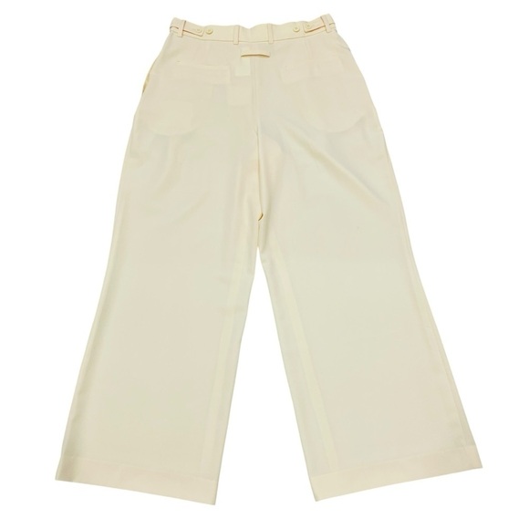 Ronny Kobo Stretch Twill Pleated Wide-Leg Slouchy Trousers Pants Large Yellow - Picture 8 of 16